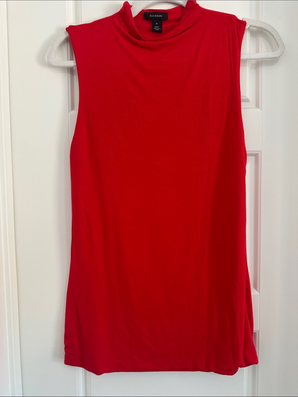 Halogen Red Mock Neck Sleeveless Tank Top